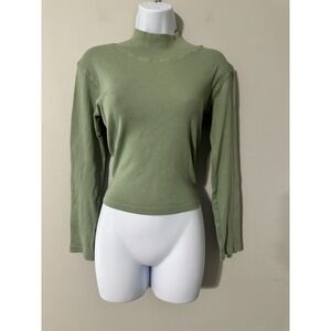 Big Bud Press Organic Cotton Sage Green Long Sleeve Ribbed Turtleneck EUC Size M